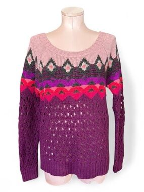Y2K American Eagle Outfitters Pink & Purple Wool Blend Knit Sweater